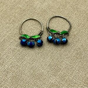 Woman’s Vintage Chinese inlay, silver hoop earrings